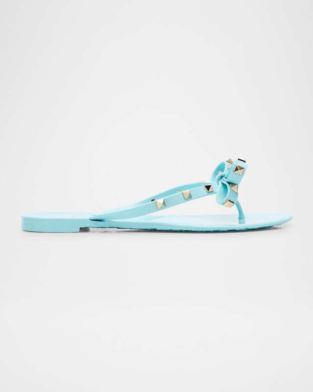 Rockstud Jelly Bow Thong Sandals